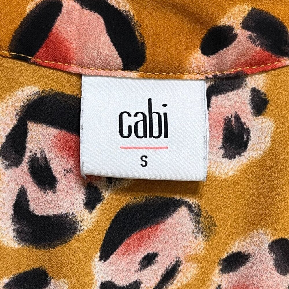 Cabi Leopard Print Sleeveless Blouse Mustard V-Neck Top Size S - Picture 6 of 8